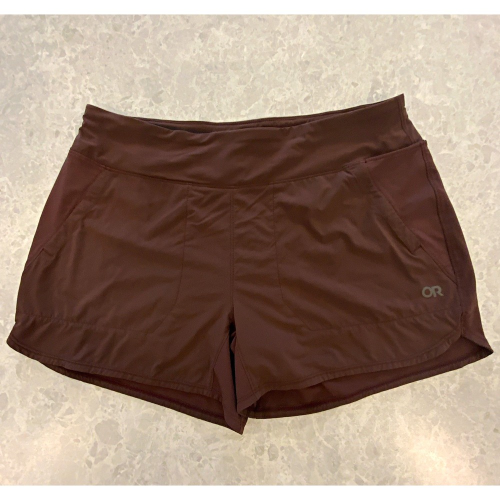 Outdoor Research Women L Brown Hiking Athletic Shorts Pockets Drawstring Nylon